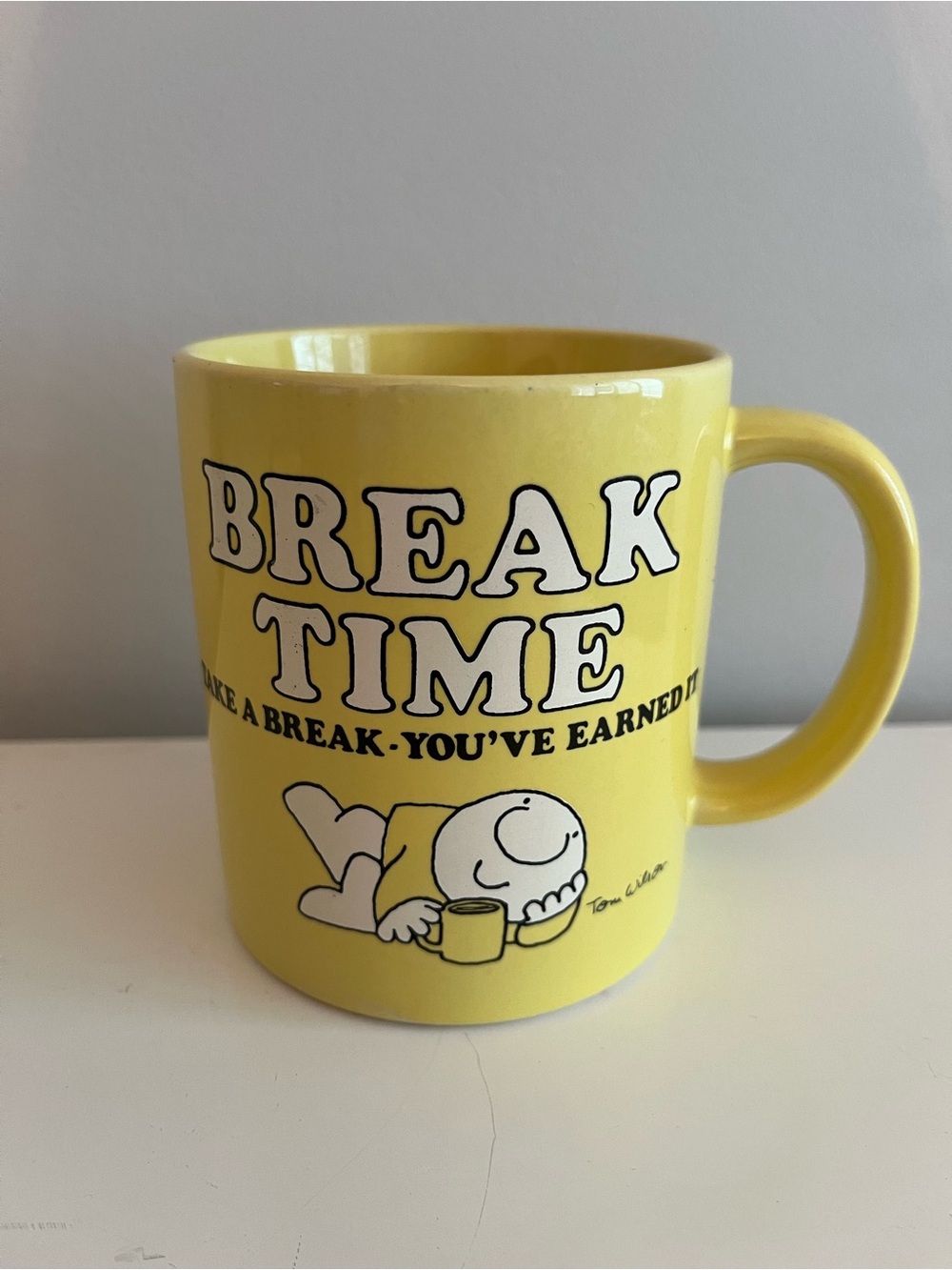 Vintage 1980s Yellow Ziggy Break Time Coffee Mug